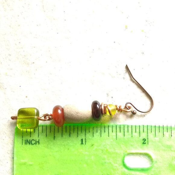 Pretty Colorful Handmade Fall Dangle Earrings - Mixed Semi-Precious Stone Beads - Picture 7 of 8